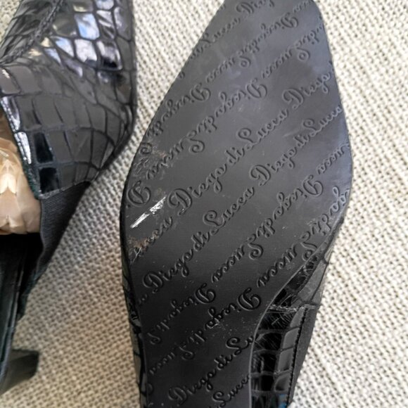 Diego di Lucca Monica Black Leather Square Toe Mules Women’s Size 9.5 - Picture 9 of 10